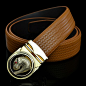 Leopard Buckle Fashion Braied Genuine Leather Belt 
