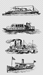 百年古董级交通工具手绘复古船帆船轮船插画矢量EPS素材