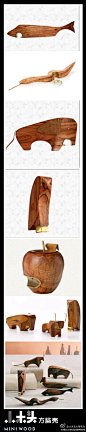 #小木头创意时间# 下面这组木质开瓶器，以樱桃木为主要材质，咬启瓶盖的工作由黄铜承担。它们中有以凶狠著称的鲨鱼，也有老实敦厚的大象，甚至有以牙还牙的苹果。这样的设计，实在让人忍俊不禁。http://t.cn/8kAINku
