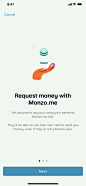 Monzo Requesting money by link screen