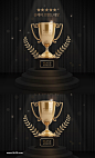 金色奖杯荣誉颁奖典礼金牌PSD素材_平面素材_乐分享-设计共享素材平台 www.lfx20.com