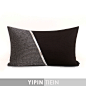 兿品|黑色拼接银色皮条抱枕|高级奢华现代简约风格样板间家用澜品-淘宝网