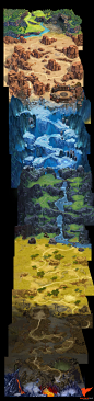 Guardian Kingdoms // Overworld Concept : The overworld concept was a pitched project of mine, testing out the idea of a pseudo 3-D scroll rotation map by utilizing 2-D plates lined up with one another. When properly animated, it was intended to give the f