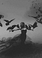 Black Magick:  #Woman with #ravens.