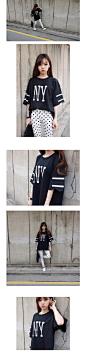 韩国字母印花蝙蝠袖BF棒球服T恤短袖中袖stylenanda海军风原宿风-淘宝网
