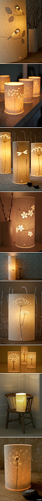 来自英国的设计师Hannah Nunn的纸皮灯，这个改天可以DIY试试哦~有一种原生态的美~