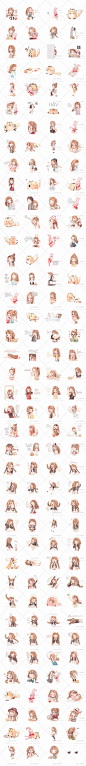 136号日系萌妹卡通Q版可爱女孩人物表情手绘贴图PNG免扣设计素材-淘宝网