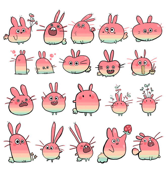 Rainbow Bunny Sticke...