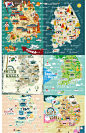 韩国旅行地标美食手绘地图名胜古迹矢量27AI+EPS矢量素材