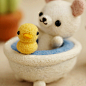 【爱洗澡的小熊】可爱 摆件 羊毛毡 