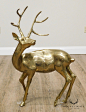 Sarreid Vintage Brass Standing Deer Statue : STORE ITEM #: 24868  AGE/COUNTRY OF ORIGIN: 1970's, India DETAILS/DESCRIPTION: High Quality Vintage 1970's Brass Standing Buck Statue by Sarreid (Not Labeled) STYLE: Mid-Century Modern CONDITION REPORT: Clean V