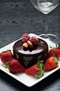 Chocolate mousse cake with dark chocolate glazing