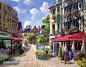 欧洲风景小镇油画