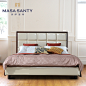 新古典实木简约现代双人床软包靠背设计师样板房卧室家具定制轻奢-淘宝网