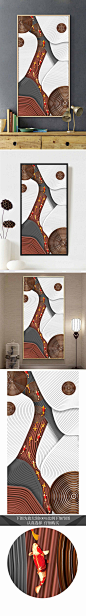 新中式浮雕线条沙发客厅装饰画玄关走廊挂画