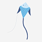 蓝色纹理鱼形风筝高清素材 纹理 绳子 蓝色 装饰 质感 起飞 鱼形 免抠png 设计图片 免费下载