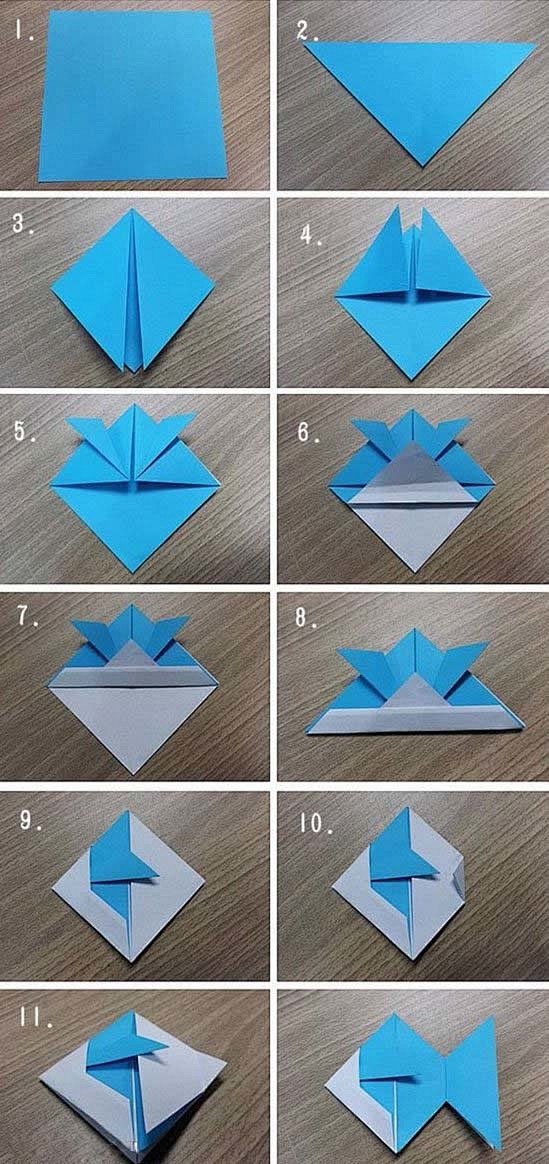 儿童折纸鱼的折法 手工折纸鱼大全图解-w...