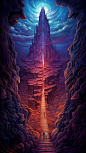 fantasy art illustration by jesus christ, in the style of gravity-defying landscapes, dan mumford, alex grey, passage, stone, high-angle, uhd image