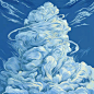 Eric Hosford云涌系列作品。艺术家Eric Hosford的作品，带你感受风里云涌，当海是倒过来的天，云是卷起来的，这样的大自然，你是否觉得美丽？利用云、水、烟的流动，来展现自然之力，将人立于天空和大海之间，云卷云舒也预示着人类与大自然之间的关系。
