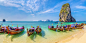 General 2048x1024 beaches sand boats limestone rocks islands sea turquoise water tropical Vacations summer nature landscapes Thailand