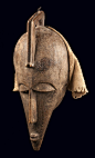 Africa | Face mask of the "korè" society from the Marka people of Mali | Wood and fabric | All along the Niger this mask type is used for ceremonies associated with fishing and agriculture.