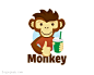 标志说明：Monkey饮品店logo设计欣赏。