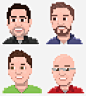 "8-Bit" XMG Portraits : "8-Bit" XMG Portraits. Pixel portraits I created of some of the key staff at XMG Studio. These were used for business cards as well as on the company's website.