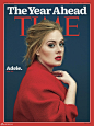 阿黛尔《时代》封面大片 红衣美妆气质独特