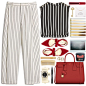 A fashion look from February 2015 featuring stripe top, striped trousers and pointy toe shoes. Browse and shop related looks.