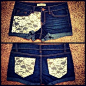 (lace shorts) Omg!!! I really wanna do this to my pants and shorts!!! Does one of my friends wanna do this as well?