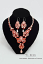 Soutache jewlery set : A real masterpiece in our collection! This jewelry set is composed of a necklace and earrings made in soutache technique. I used the highest quality