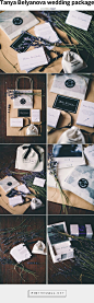 Tanya Belyanova wedding package on Behance by Andrey Gorbunov curated by Packaging Diva PD.  A wedding package for photographer Tanya Belyanova. Set includes a business card, discount card, envelope for photos, photobook pocket, flashcard case and packagi