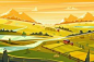 其中包括图片：Rural landscape. Vector illustration