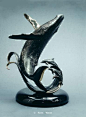 "Making Waves"Bronze Sculpture 17 1/2" x 16"Remarque added (Dolphins) -Making Waves Humpback whale sculpture "Making Waves" by Scott Hanson - "Making Waves" Humpback Whale by Scott Hanson