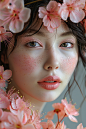 A beautiful Japanese woman. Beauty photos using pink flowers and makeup with pink images. Fashion photo.


--ar 2:3 --stylize 750