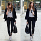 Barbora Ondrackova - Choies Top, Sheinside Blazer - STRIPES AND CONVERSE