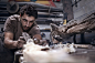 Craftsman chiseling wood in workshop by Caia Images on 500px