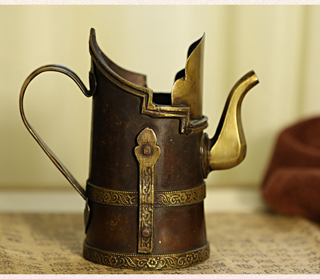 手工铜壶尼泊尔藏式民族特色酥油壶纯铜茶壶...