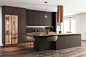 apartment belarus brown Interior kitchen kitchen design line minsk modern kitchen wood