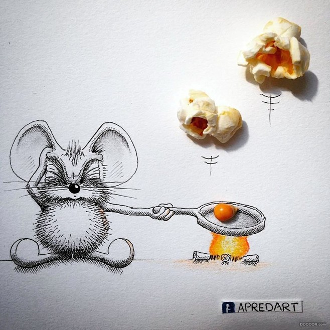 可爱小老鼠RIKIKI与现实的互动插画-...