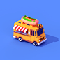 Low Poly Hot Dog Car : My second Low Poly car, for portfolio and game project)