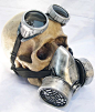 2 pc. set of Silver/Pewter-Look Distressed  Steampunk Double Filter Respirator GAS MASK and Matching GOGGLES. $67.50, via Etsy.