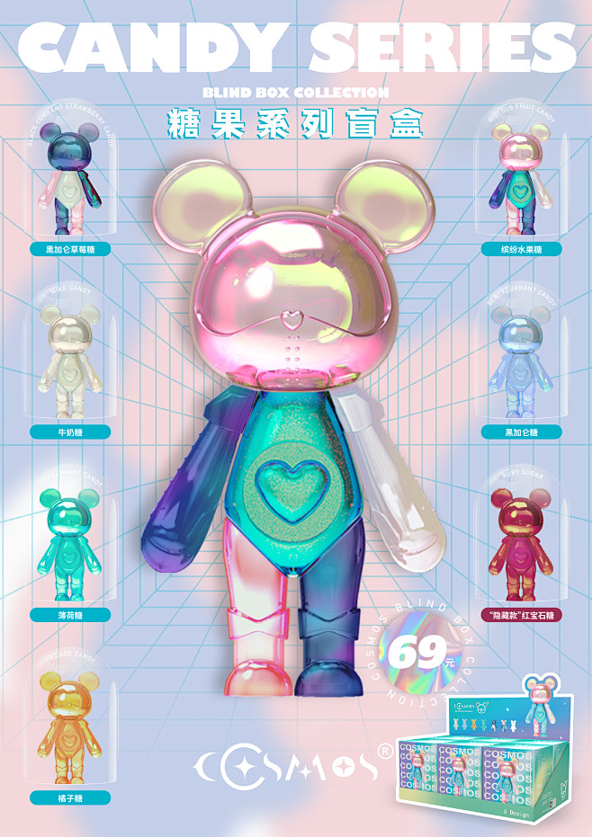 星际熊cosmos 糖果系列盲盒海报