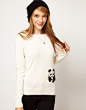 OMEIU英国正品代购ASOS AWEAR时尚熊猫图案奶油色针织衫毛衣12.07