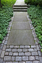 paving and pachysandra: 