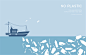 环境保护地球海水污染塑料垃圾企鹅金鱼插画海报