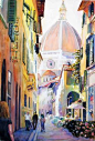 A Street in Florence (28" x 22") by Catherine Hillis: 