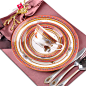骨瓷餐具餐盘欧式西餐盘子餐具套装华丽宫廷 爱马仕餐具红色奢华-善木良品