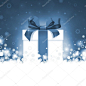 蓝色抽象圣诞背景与礼品盒