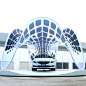 Volvo Pure Tension Pavilion that charges an electric car by Synthesis Design + Architecture